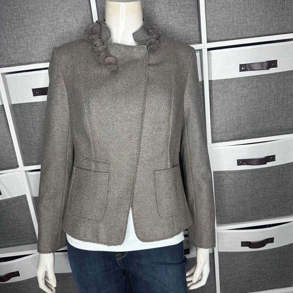 Banana Republic Herringbone Wool Blend Floral Tweed Jacket Blazer Size 2P